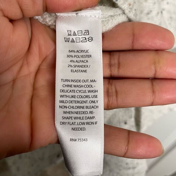 Max Studio Womens Funnel Cowlneck Sweater 2X Cream Marle Oversized Gilmore Girls - Picture 5 of 7